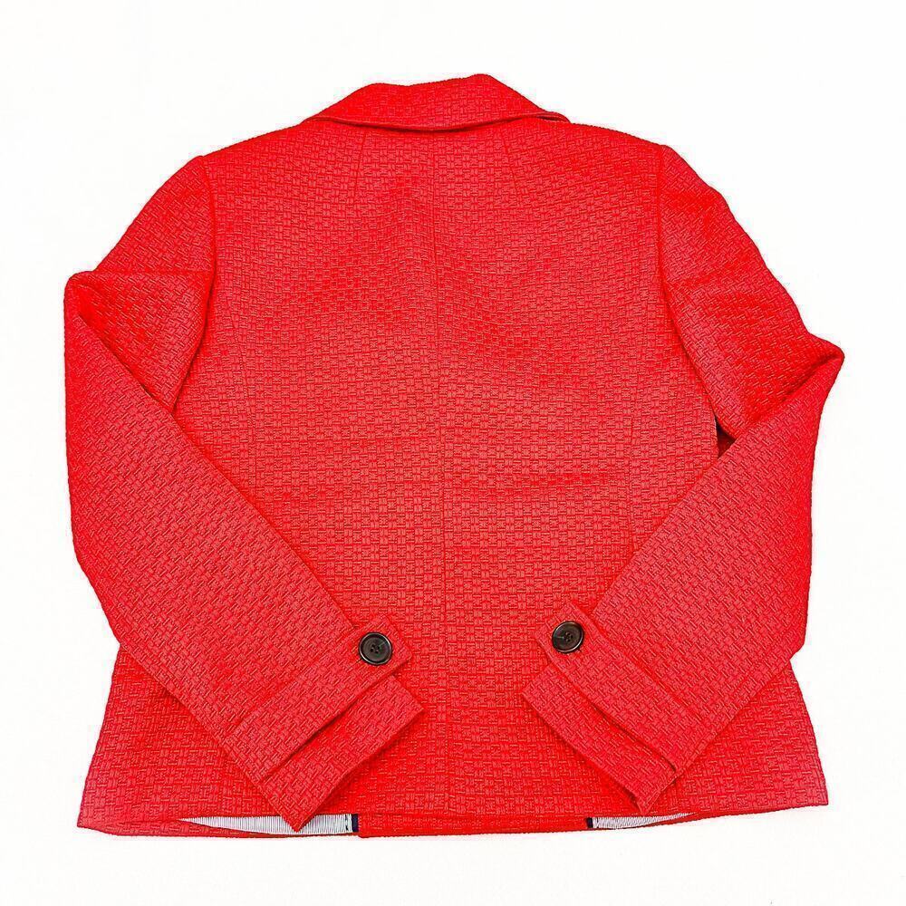 Talbots Woven Red Embroidered Structured Jacket 2-Button Size 4 - Picture 2 of 6